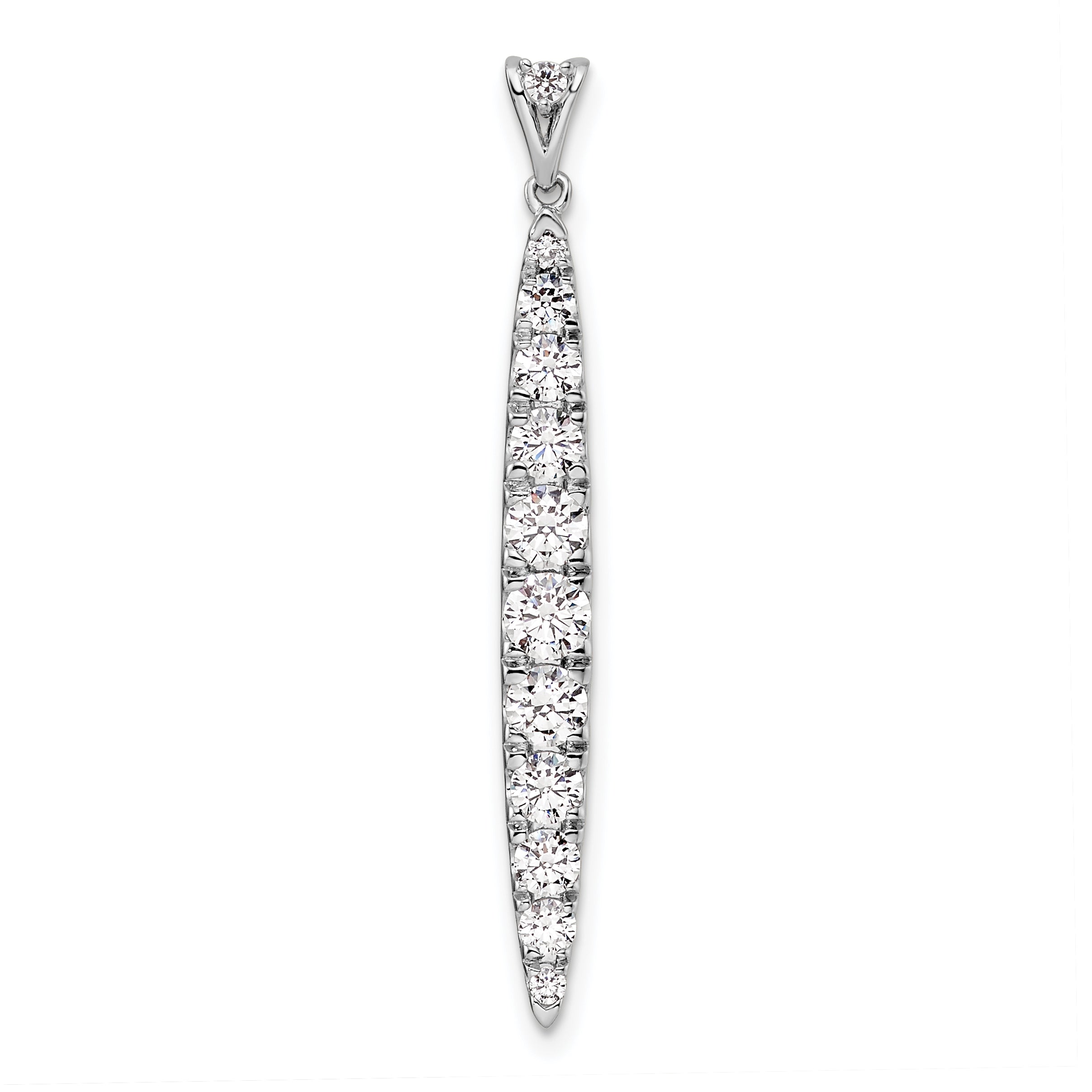 14k White Gold 1 carat Lab Grown Diamond VS/SI+ G+ Fashion Bar Pendant