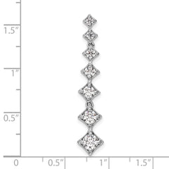 14k White Gold 1 carat Lab Grown Diamond VS/SI+ G+ Seven Stone Bar Chain Slide Pendant