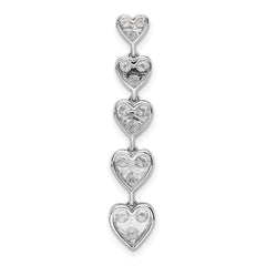 14k White Gold 1 carat Lab Grown Diamond VS/SI+ G+ Complete Five Heart Bar Chain Slide Pendant