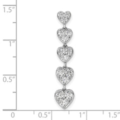 14k White Gold 1 carat Lab Grown Diamond VS/SI+ G+ Complete Five Heart Bar Chain Slide Pendant