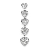 14k White Gold 1 carat Lab Grown Diamond VS/SI+ G+ Complete Five Heart Bar Chain Slide Pendant