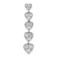 14k White Gold 1 carat Lab Grown Diamond VS/SI+ G+ Complete Five Heart Bar Chain Slide Pendant