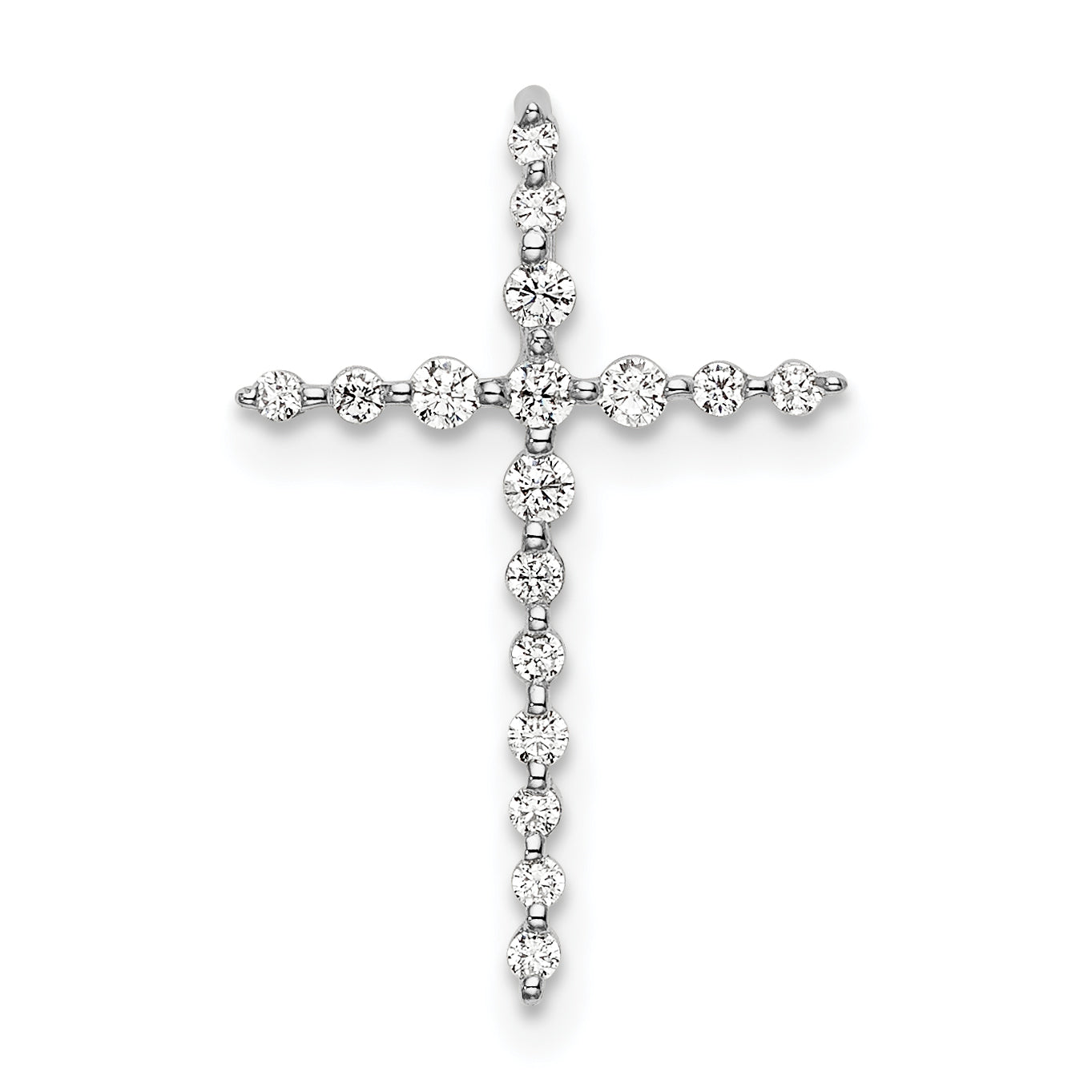 14k White Gold 1/6 carat Lab Grown Diamond VS/SI+ G+ Complete Cross Chain Slide Pendant