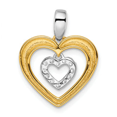 14k Two-tone 1/6 carat Lab Grown Diamond VS/SI+ G+ Complete Dangle Double Heart Pendant