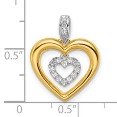 14k Two-tone 1/6 carat Lab Grown Diamond VS/SI+ G+ Complete Dangle Double Heart Pendant
