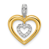 14k Two-tone 1/6 carat Lab Grown Diamond VS/SI+ G+ Complete Dangle Double Heart Pendant