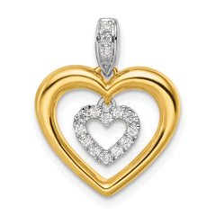 14k Two-tone 1/6 carat Lab Grown Diamond VS/SI+ G+ Complete Dangle Double Heart Pendant