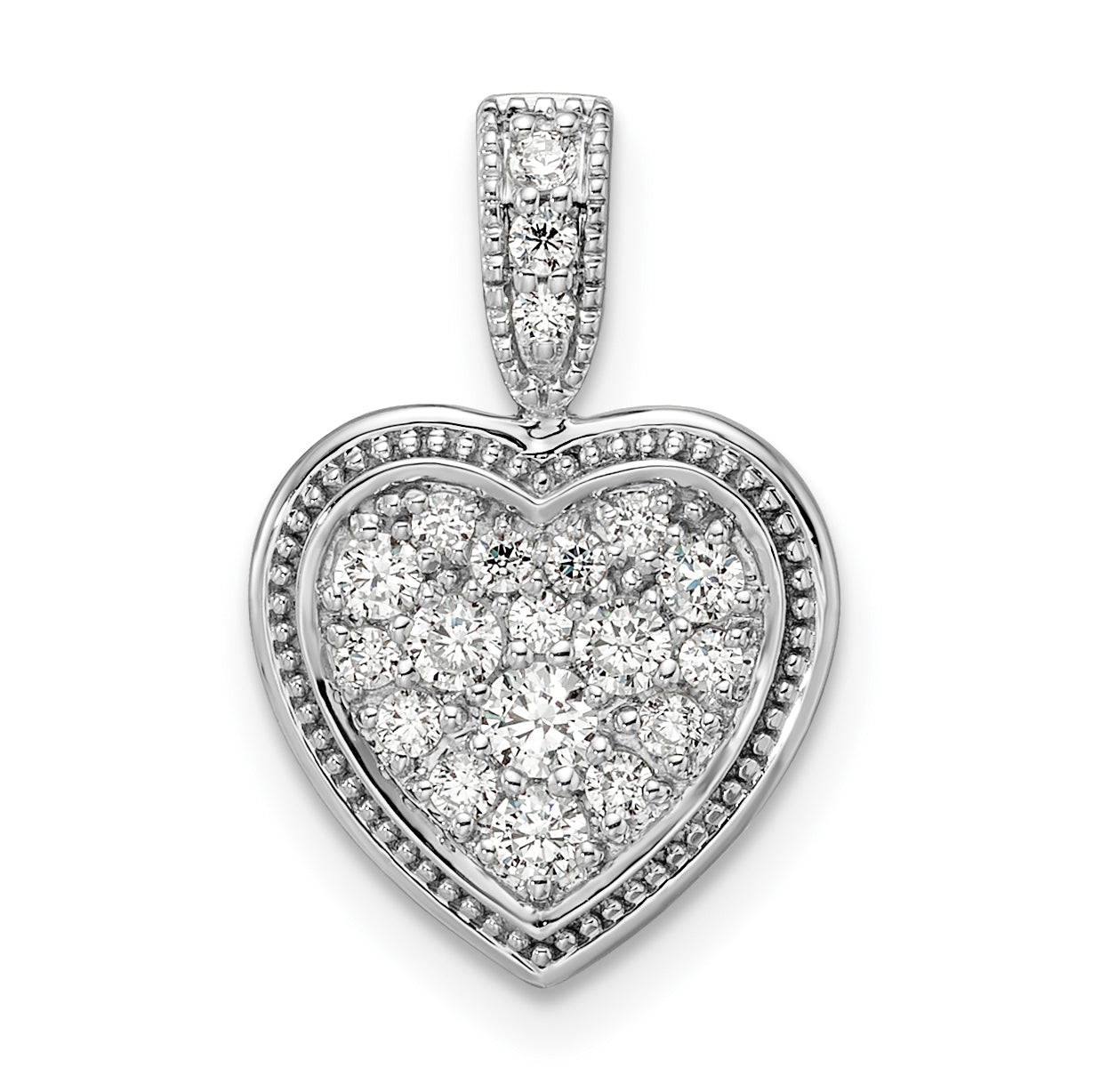 14k White Gold 3/8 carat Lab Grown Diamond VS/SI+ G+ Complete Framed Heart Pendant