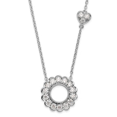 14k White Gold 3/4 carat Lab Grown Diamond VS/SI+ G+ Complete 18 inch Fashion Heart and Circle Necklace