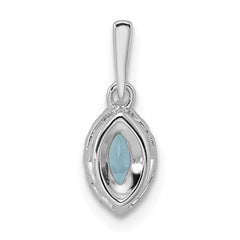 14k White Gold 1/10 carat Lab Grown Diamond VS/SI+ G+ and Aquamarine March Birthstone Pendant