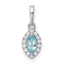 14k White Gold 1/10 carat Lab Grown Diamond VS/SI+ G+ and Aquamarine March Birthstone Pendant