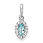 14k White Gold 1/10 carat Lab Grown Diamond VS/SI+ G+ and Aquamarine March Birthstone Pendant