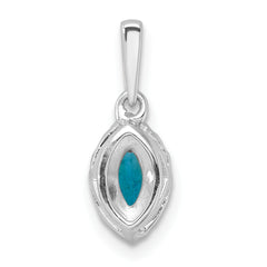 14k White Gold 1/10 carat Lab Grown Diamond VS/SI+ G+ and Blue Topaz December Birthstone Pendant