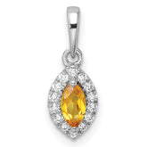 14k White Gold 1/10 carat Lab Grown Diamond VS/SI+ G+ and Citrine November Birthstone Pendant