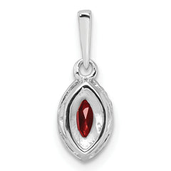 14k White Gold 1/10 carat Lab Grown Diamond VS/SI+ G+ and Garnet January Birthstone Pendant