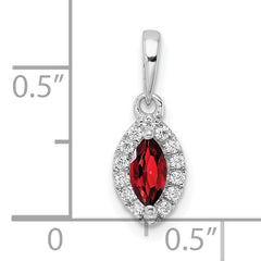 14k White Gold 1/10 carat Lab Grown Diamond VS/SI+ G+ and Garnet January Birthstone Pendant