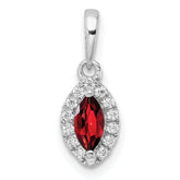 14k White Gold 1/10 carat Lab Grown Diamond VS/SI+ G+ and Garnet January Birthstone Pendant