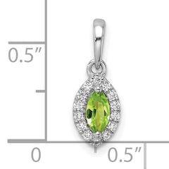 14k White Gold 1/10 carat Lab Grown Diamond VS/SI+ G+ and Peridot August Birthstone Pendant