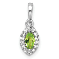 14k White Gold 1/10 carat Lab Grown Diamond VS/SI+ G+ and Peridot August Birthstone Pendant