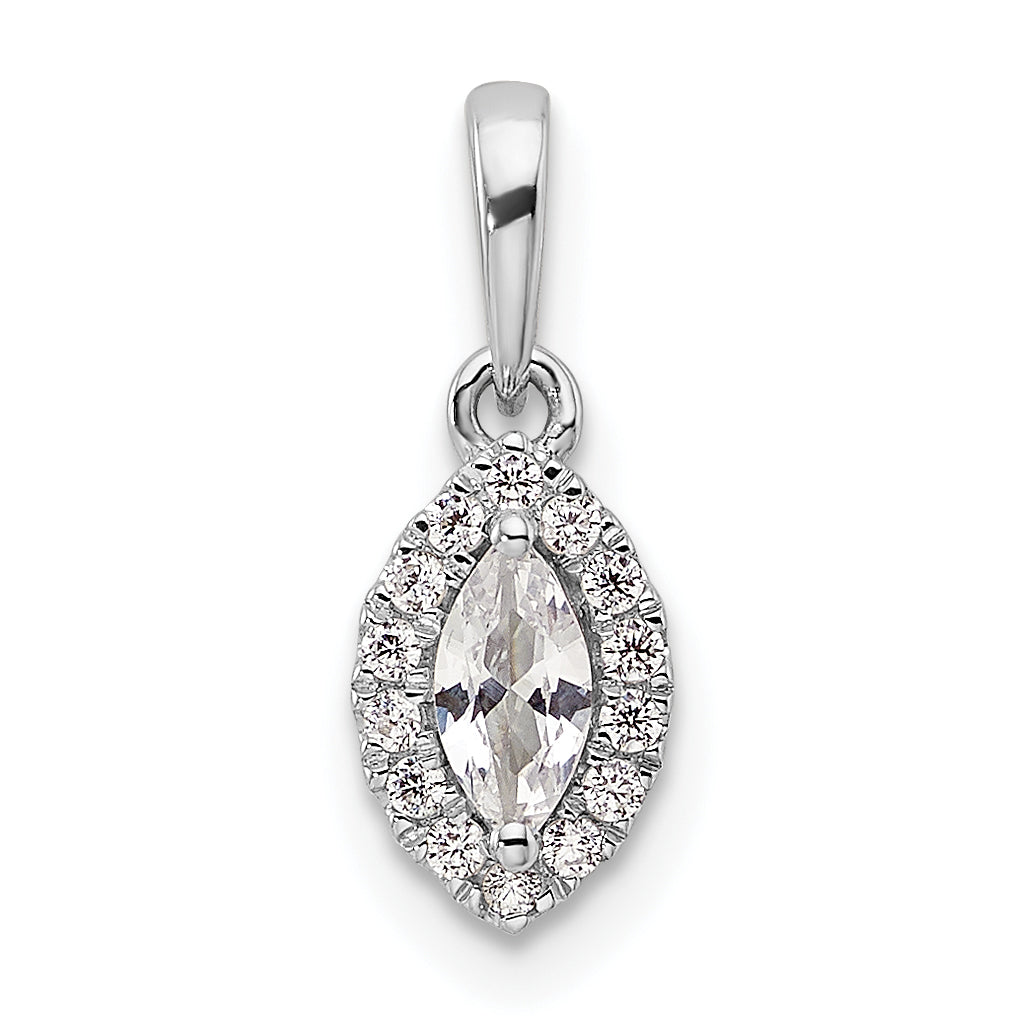 14k White Gold 1/10 carat Lab Grown Diamond VS/SI+ G+ and White Sapphire April Birthstone Pendant
