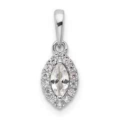 14k White Gold 1/10 carat Lab Grown Diamond VS/SI+ G+ and White Sapphire April Birthstone Pendant