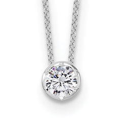 14k White Gold 1/2 carat Lab Grown Diamond VS/SI+ G+ Round Complete 18 inch Solitaire Slide Necklace