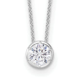 14k White Gold 1 carat Lab Grown Diamond VS/SI+ G+ Round Complete 18 inch Solitaire Slide Necklace