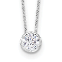 14k White Gold 1 carat Lab Grown Diamond VS/SI+ G+ Round Complete 18 inch Solitaire Slide Necklace