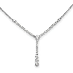 14k White Gold 1 carat Lab Grown Diamond VS/SI+ G+ Adjustable up to 24 inch Tennis Style Bolo Necklace