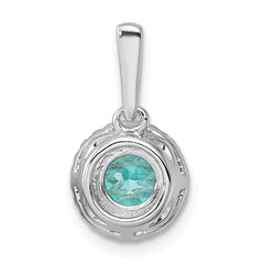 Pure Serenity 14k White Gold 1/10 carat Lab Grown Diamond VS/SI+ G+ and Lab Created Paraiba Halo Pendant