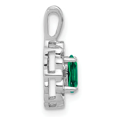14k White Gold 1/10 carat Lab Grown Diamond VS/SI+ G+ and Lab Created Emerald Pendant