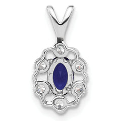 14k White Gold 1/10 carat Lab Grown Diamond VS/SI+ G+ and Lab Created Blue Sapphire Pendant