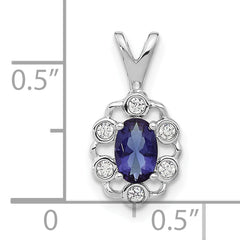 14k White Gold 1/10 carat Lab Grown Diamond VS/SI+ G+ and Lab Created Blue Sapphire Pendant