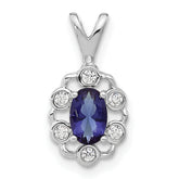 14k White Gold 1/10 carat Lab Grown Diamond VS/SI+ G+ and Lab Created Blue Sapphire Pendant