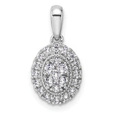 14k White Gold 3/8 carat Lab Grown Diamond VS/SI Oval Halo Pendant