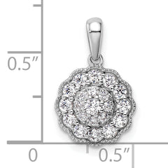 14k White Gold 1/2 carat Lab Grown Diamond VS/SI+ G+ Square Halo Pendant