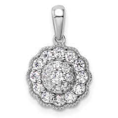 14k White Gold 1/2 carat Lab Grown Diamond VS/SI+ G+ Square Halo Pendant