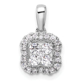 14k White Gold 3/8 carat Lab Grown Diamond VS/SI+ G+ Square Halo Pendant