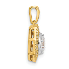 14k Two-tone 3/4 carat Lab Grown Diamond VS/SI+ G+ Octogon Halo Pendant