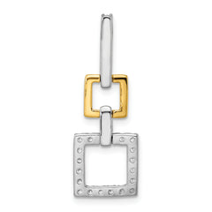 14k Two-Tone 1/2 carat Lab Grown Diamond VS/SI+ G+ Dangle Square Chain Slide Pendant