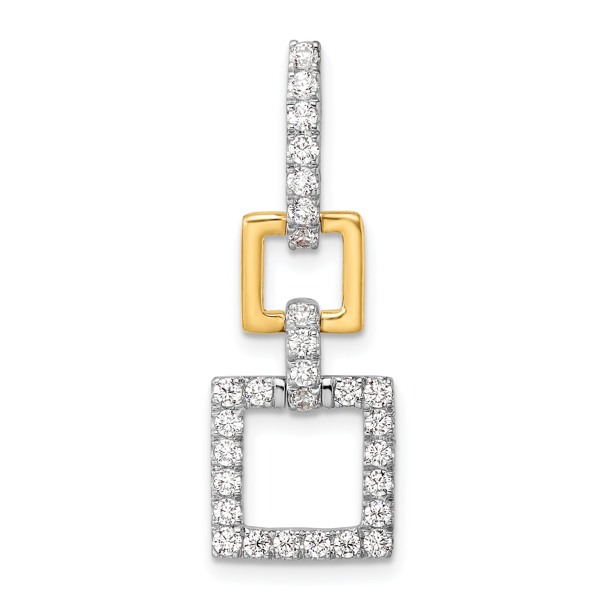 14k Two-Tone 1/2 carat Lab Grown Diamond VS/SI+ G+ Dangle Square Chain Slide Pendant