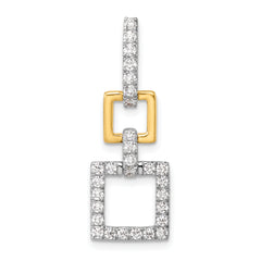 14k Two-Tone 1/2 carat Lab Grown Diamond VS/SI+ G+ Dangle Square Chain Slide Pendant