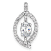 14k White Gold 1/5 carat Lab Grown Diamond VS/SI+ G+ 3/4 carat Center Round Semi Mount Chain Slide Pendant