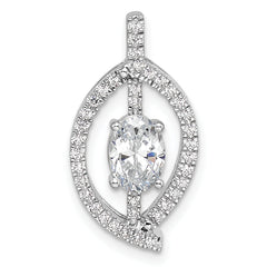 14k White Gold 1/5 carat Lab Grown Diamond VS/SI+ G+ 3/4 carat Center Round Semi Mount Chain Slide Pendant
