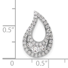 14k White Gold 1/2 carat Lab Grown Diamond VS/SI+ G+ Complete Teardrop Cluster Chain Slide Pendant