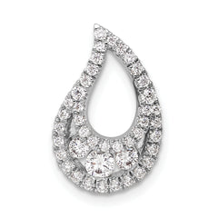 14k White Gold 1/2 carat Lab Grown Diamond VS/SI+ G+ Complete Teardrop Cluster Chain Slide Pendant
