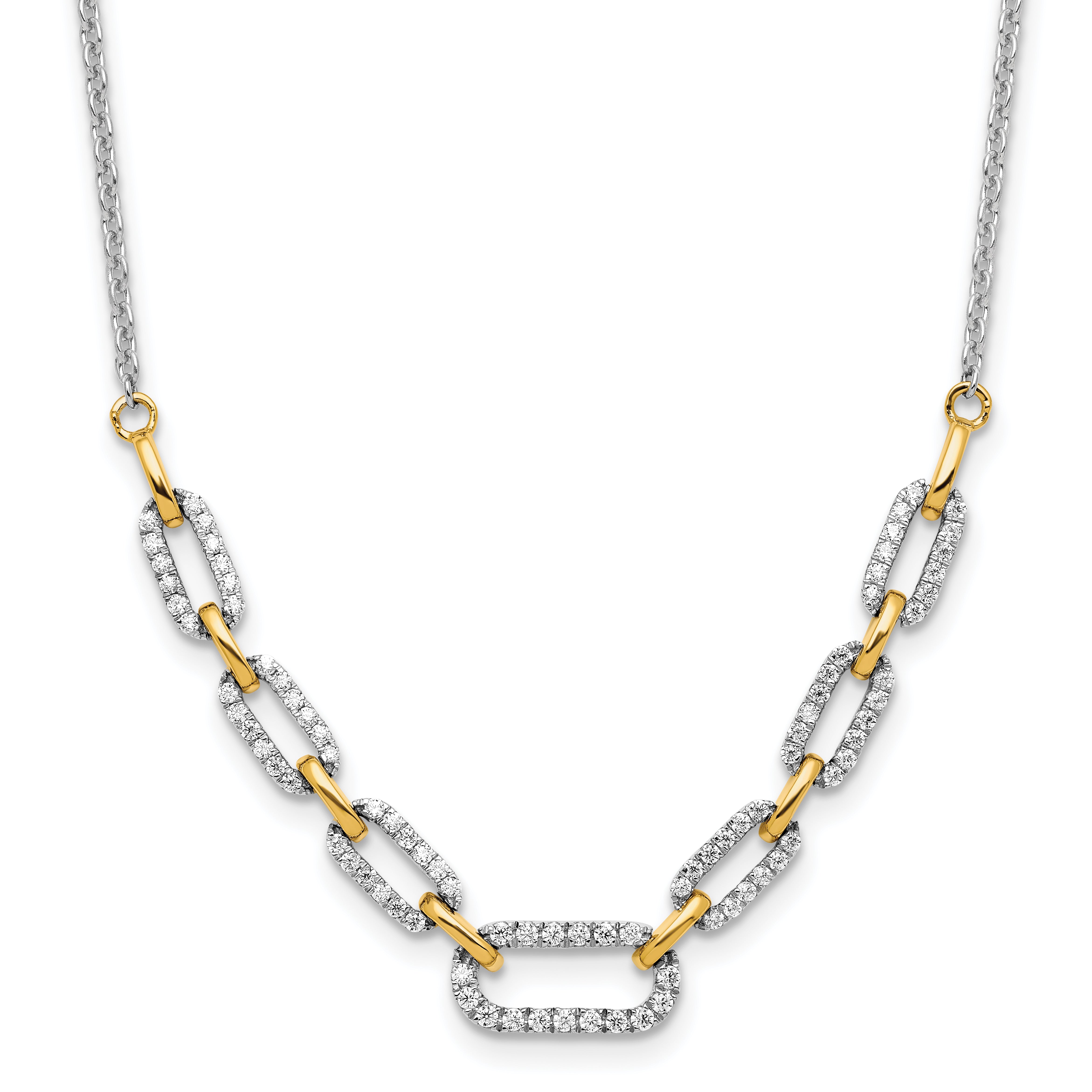 14k Two-tone 1/2 carat Lab Grown Diamond VS/SI+ G+ 18.25 inch Fashion Link Necklace