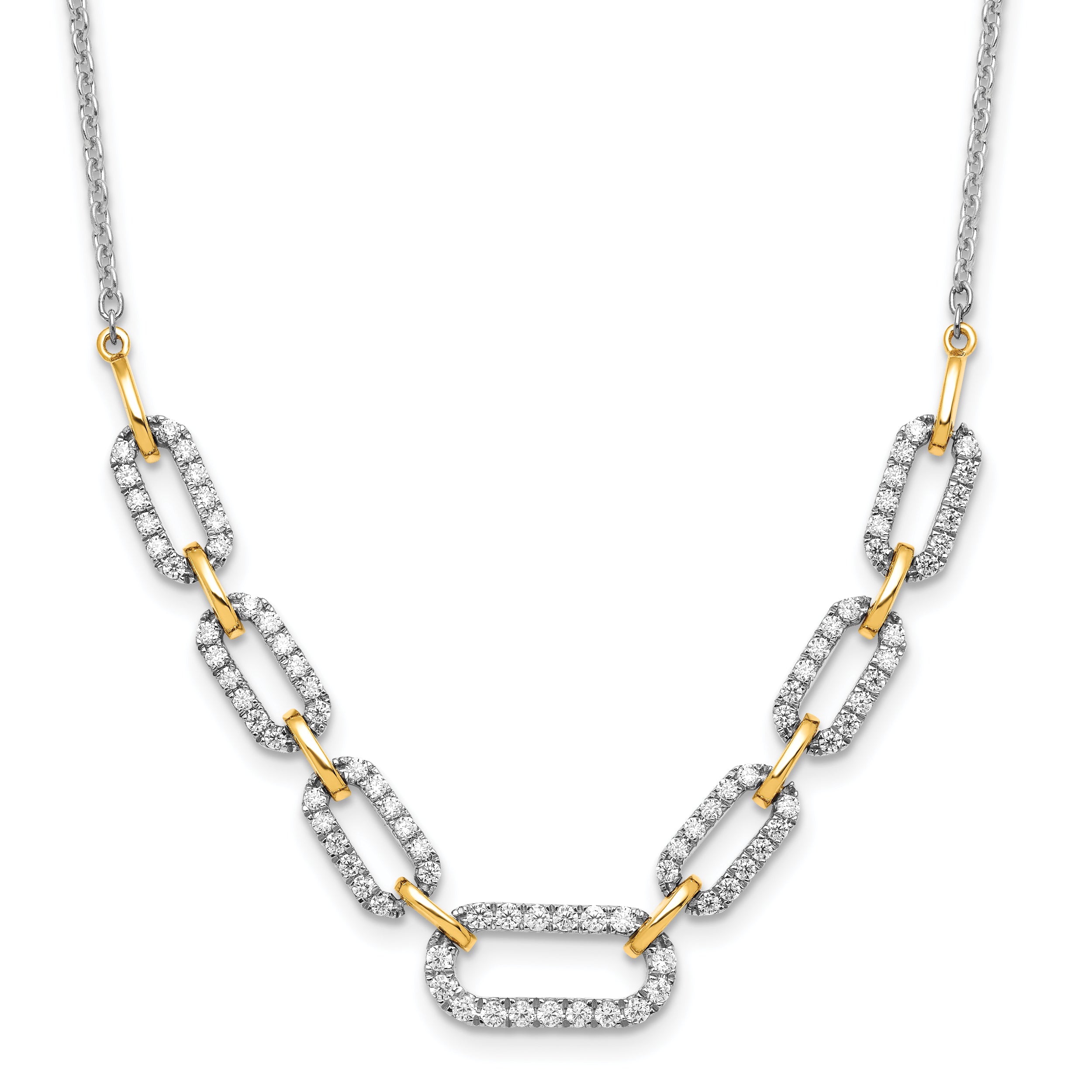 14k Two-tone 1 carat Lab Grown Diamond VS/SI+ G+ 18 inch Fashion Link Necklace