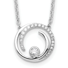 14k White Gold 1/5 carat Lab Grown Diamond VS/SI+ G+ Complete 18 inch Fashion Swirl Circle Design Necklace