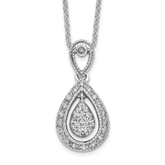 14k White Gold 1/5 carat Lab Grown Diamond VS/SI+ G+ Complete 18 inch Teardrop Necklace